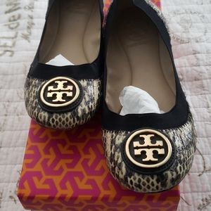 Tory Burch snake skin leather ballet flats